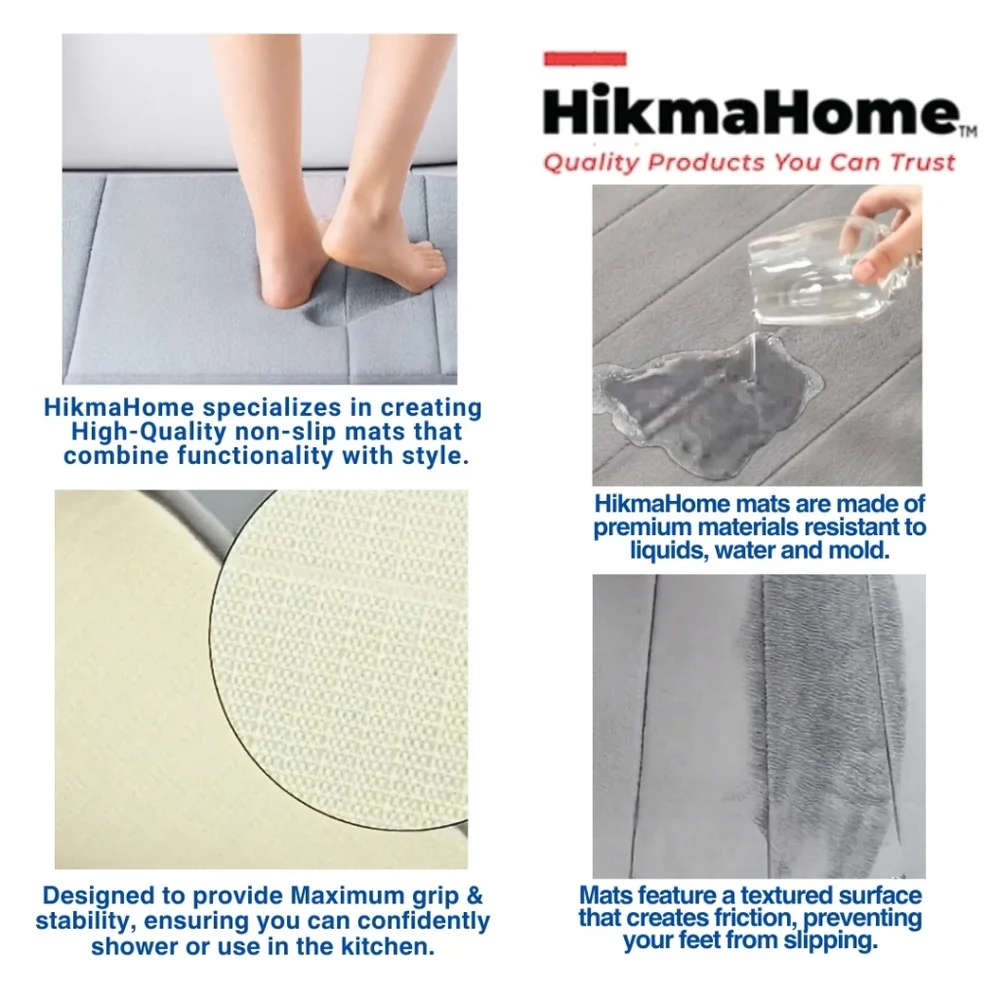 Hi Performance Memory Foam Multi Purpose Non-Slip Mats Gray Set 2 New